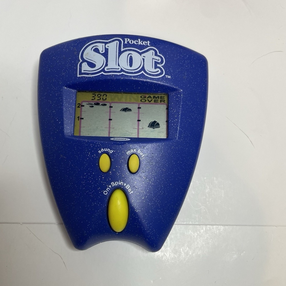 Radica Electronic Handheld Pocket Slot Game 2002 Blue Travel Hand Held Tested